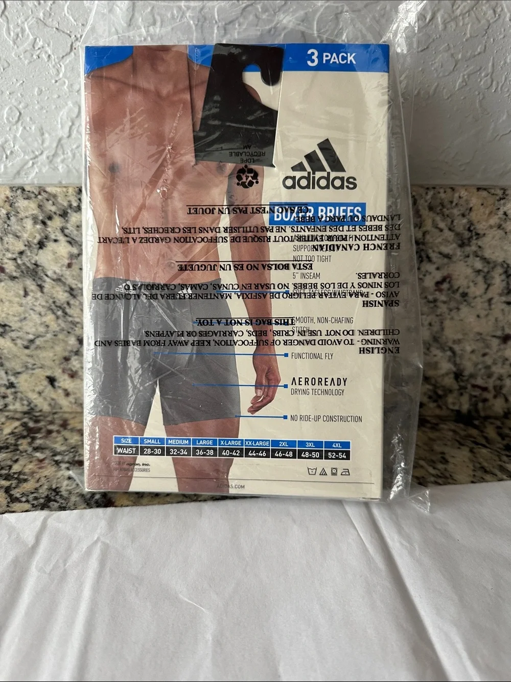 adidas 3-Pack Boxer Briefs in Blue, Gray & Black